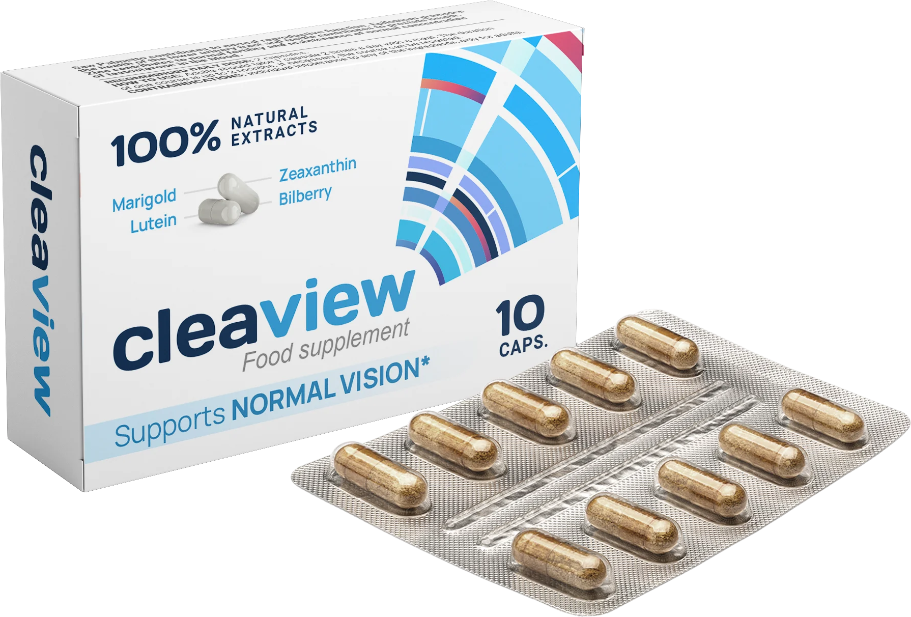 Formato de Cleaview en blíster con cápsulas compactas de 276 mg